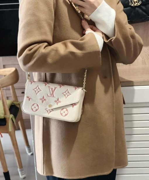 Louis Vuitton Monogram Empreinte Leather Pochette Felicie M82047 Creme/Pink - Image 3
