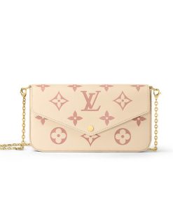 Louis Vuitton Monogram Empreinte Leather Pochette Felicie M82047 Creme/Pink