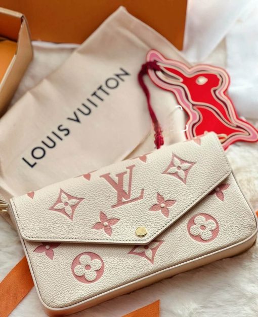 Louis Vuitton Monogram Empreinte Leather Pochette Felicie M82047 Creme/Pink - Image 5