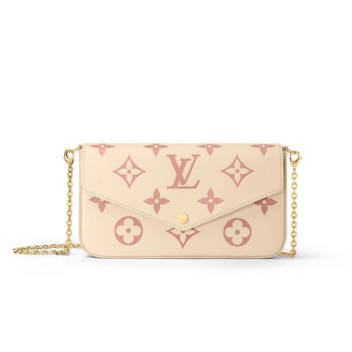 Louis Vuitton Monogram Empreinte Leather Pochette Felicie M82047 Creme/Pink