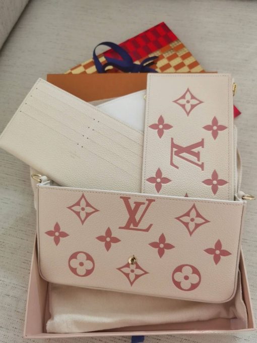 Louis Vuitton Monogram Empreinte Leather Pochette Felicie M82047 Creme/Pink - Image 7