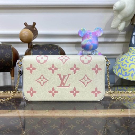 Louis Vuitton Monogram Empreinte Leather Pochette Felicie M82047 Creme/Pink - Image 10