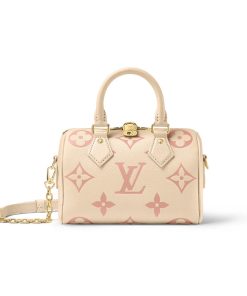 Louis Vuitton Monogram Empreinte Leather Speedy Bandouliere 20 Bag M46397 Creme/Pink