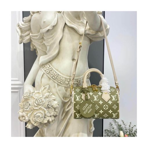 Louis Vuitton Monogram Empreinte Leather Speedy Bandouliere 20 M46118 M46088 Khaki - Image 3