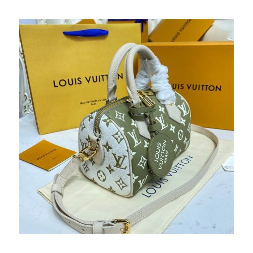 Louis Vuitton Monogram Empreinte Leather Speedy Bandouliere 20 M46118 M46088 Khaki - Image 5
