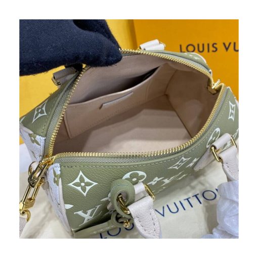 Louis Vuitton Monogram Empreinte Leather Speedy Bandouliere 20 M46118 M46088 Khaki - Image 12