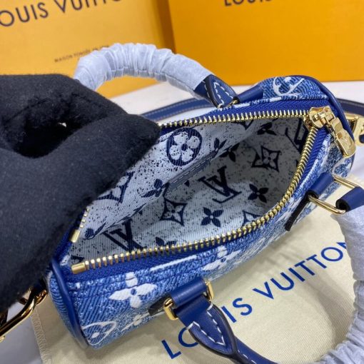 Louis Vuitton Monogram Jacquard Denim Nano Speedy M81168 M81213 Blue - Image 12