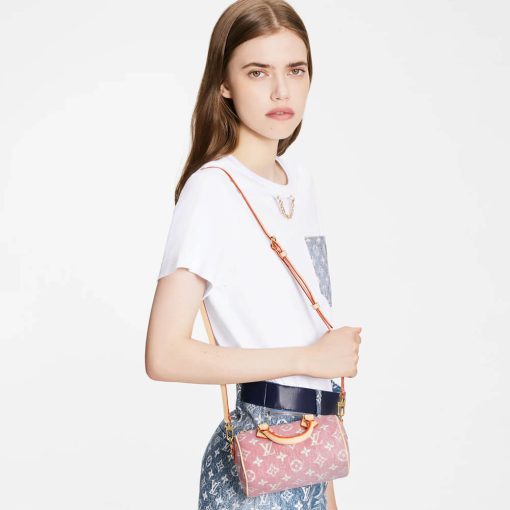Louis Vuitton Monogram Jacquard Denim Nano Speedy M81168 M81213 Pink - Image 2