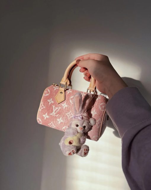 Louis Vuitton Monogram Jacquard Denim Nano Speedy M81168 M81213 Pink - Image 4