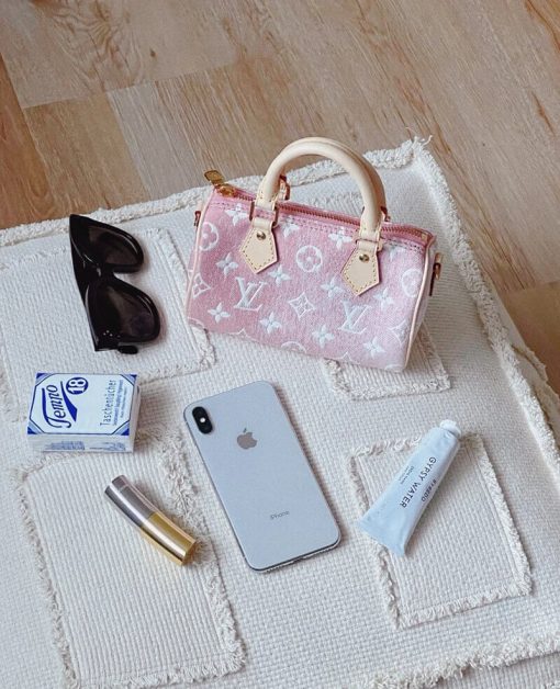 Louis Vuitton Monogram Jacquard Denim Nano Speedy M81168 M81213 Pink - Image 5