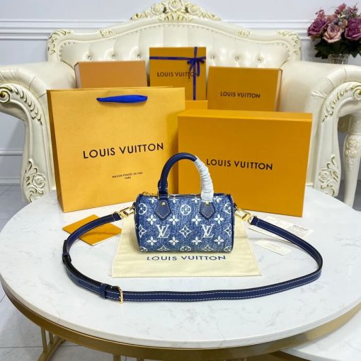 Louis Vuitton Monogram Jacquard Denim Nano Speedy M81168 M81213 Blue - Image 3
