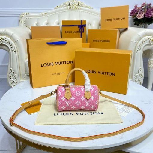 Louis Vuitton Monogram Jacquard Denim Nano Speedy M81168 M81213 Pink - Image 7