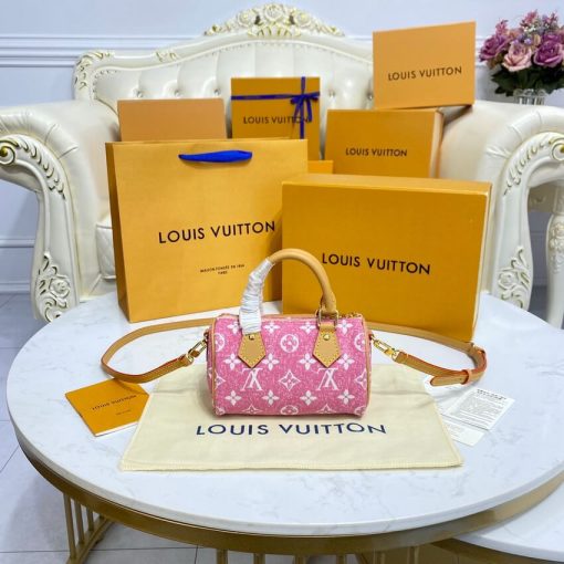 Louis Vuitton Monogram Jacquard Denim Nano Speedy M81168 M81213 Pink - Image 9