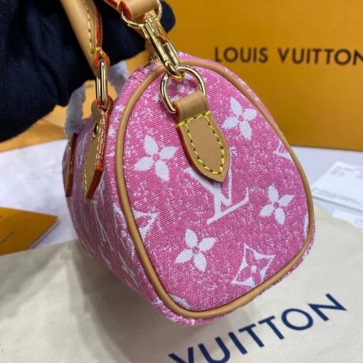 Louis Vuitton Monogram Jacquard Denim Nano Speedy M81168 M81213 Pink - Image 12