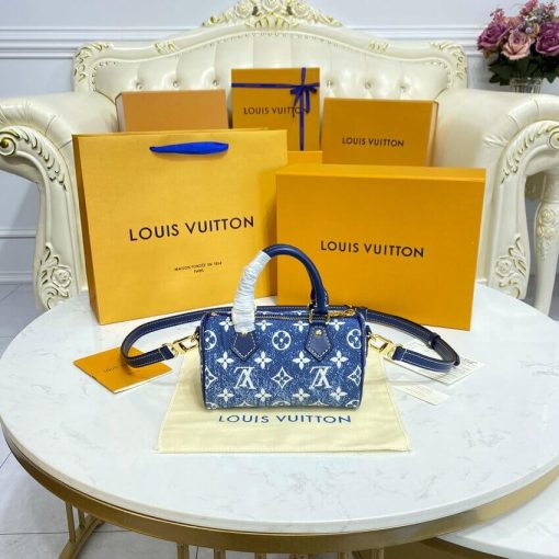 Louis Vuitton Monogram Jacquard Denim Nano Speedy M81168 M81213 Blue - Image 5