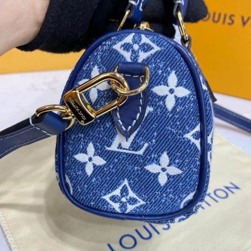 Louis Vuitton Monogram Jacquard Denim Nano Speedy M81168 M81213 Blue - Image 6