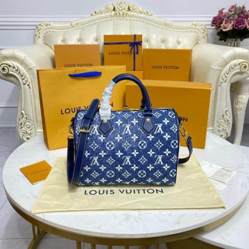 Louis Vuitton Monogram Jacquard Denim Speedy Bandouliere 25 M59609 - Image 6