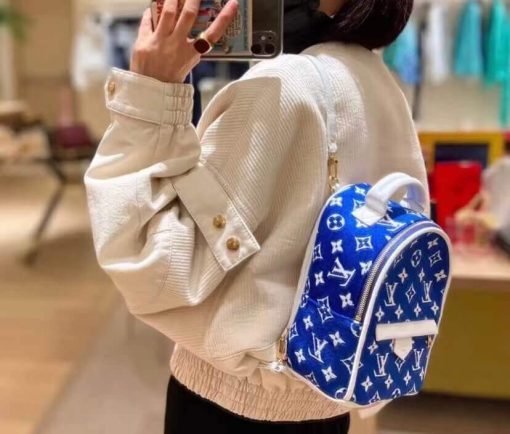 Louis Vuitton Monogram Jacquard Velvet Palm Springs Mini M46207 Blue - Image 2
