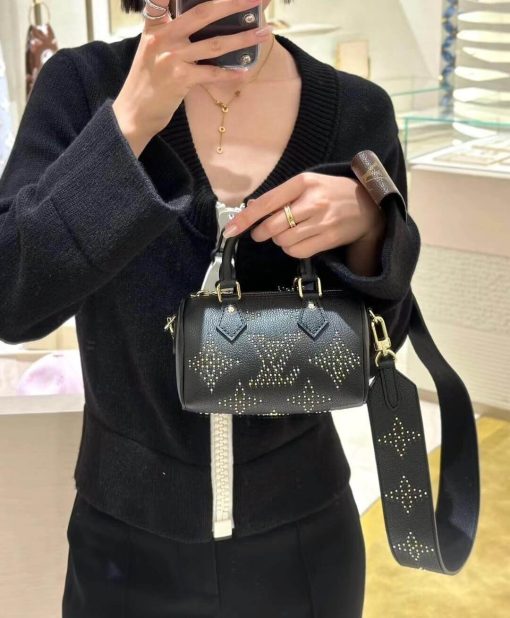 Louis Vuitton Nano Speedy M46745 Black Monogram Empreinte With Studs - Image 3
