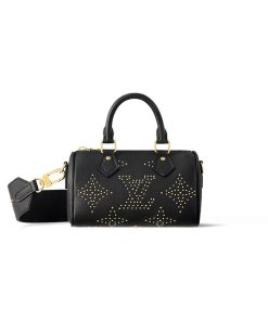 Louis Vuitton Nano Speedy M46745 Black Monogram Empreinte With Studs