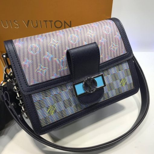 Louis Vuitton Printed Calf Leather Dauphine MM M55452 Blue - Image 3