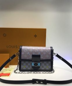 Louis Vuitton Printed Calf Leather Dauphine MM M55452 Blue