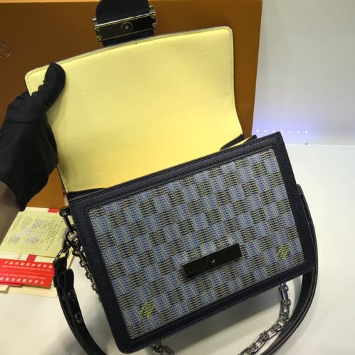 Louis Vuitton Printed Calf Leather Dauphine MM M55452 Blue - Image 7
