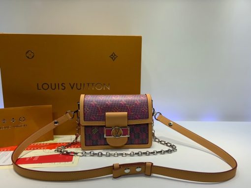 Louis Vuitton Printed Calf Leather Mini Dauphine M55454 Pink