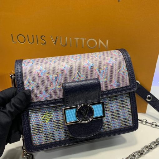 Louis Vuitton Printed Calf Leather Mini Dauphine M55454 Blue - Image 3