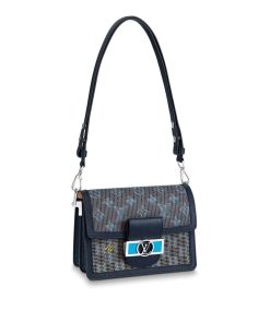Louis Vuitton Printed Calf Leather Mini Dauphine M55454 Blue