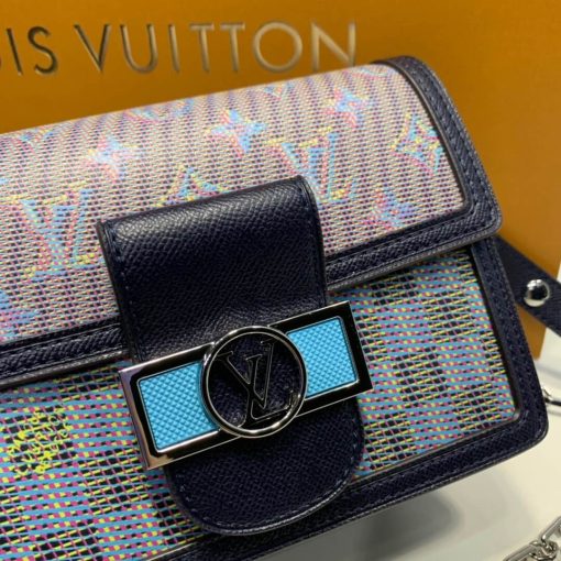 Louis Vuitton Printed Calf Leather Mini Dauphine M55454 Blue - Image 4