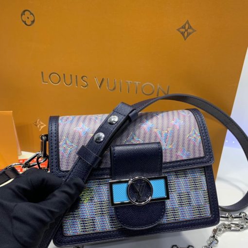 Louis Vuitton Printed Calf Leather Mini Dauphine M55454 Blue - Image 5