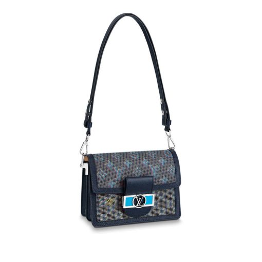 Louis Vuitton Printed Calf Leather Mini Dauphine M55454 Blue