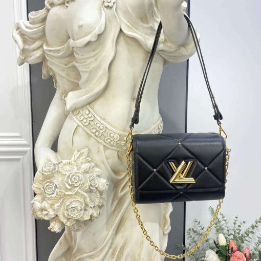 Louis Vuitton Sheepskin Leather Twist MM M59029 Black - Image 3