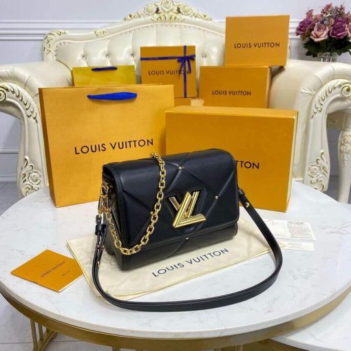 Louis Vuitton Sheepskin Leather Twist MM M59029 Black - Image 5