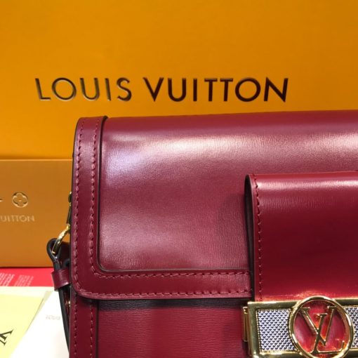 Louis Vuitton Smooth Calfskin Leather Dauphine MM M55735 M55821 Burgundy - Image 4