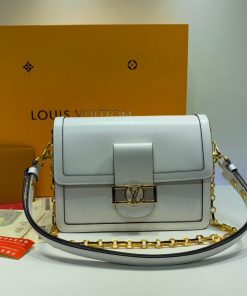 Louis Vuitton Smooth Calfskin Leather Dauphine MM M55735 M55821 White