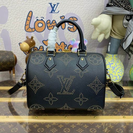 Louis Vuitton Speedy Bandouliere 25 M46736 Black Monogram Empreinte With Studs - Image 4