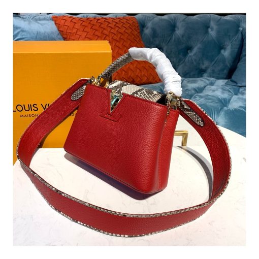Louis Vuitton Taurillon And Python Leather Capucines Mini N97075 Red - Image 2