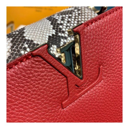 Louis Vuitton Taurillon And Python Leather Capucines Mini N97075 Red - Image 4