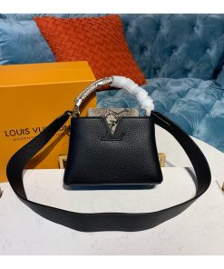 Louis Vuitton Taurillon And Python Leather Capucines Mini N97075 Beige