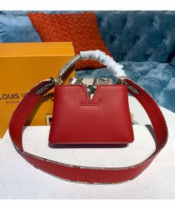 Louis Vuitton Taurillon And Python Leather Capucines Mini N97075 Red