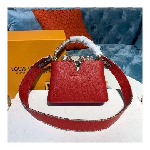 Louis Vuitton Taurillon And Python Leather Capucines Mini N97075 Red