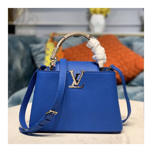 Louis Vuitton Taurillon and Python-skin Capucines BB N98387 N97980 Blue - Image 2