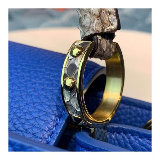 Louis Vuitton Taurillon and Python-skin Capucines BB N98387 N97980 Blue - Image 12
