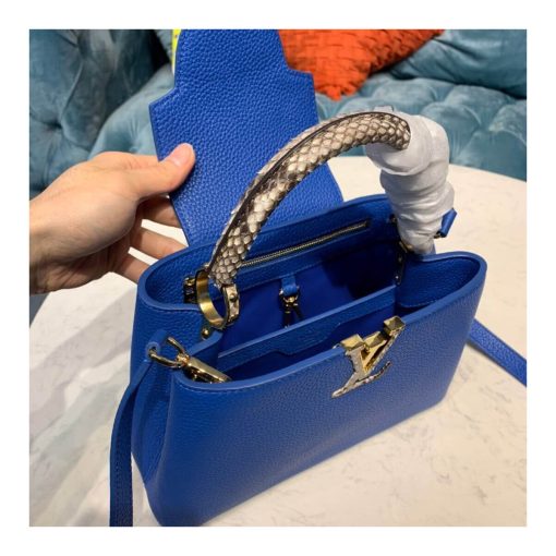 Louis Vuitton Taurillon and Python-skin Capucines BB N98387 N97980 Blue - Image 19