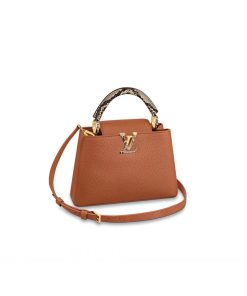 Louis Vuitton Taurillon and Python-skin Capucines BB N98387 N97980 Brown