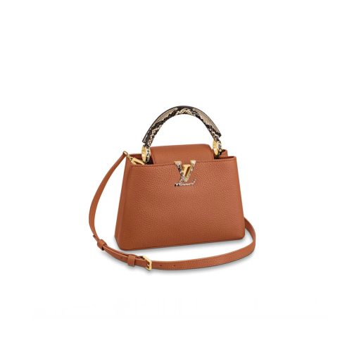 Louis Vuitton Taurillon and Python-skin Capucines BB N98387 N97980 Brown