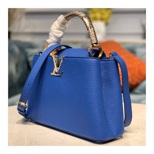 Louis Vuitton Taurillon and Python-skin Capucines BB N98387 N97980 Blue - Image 3