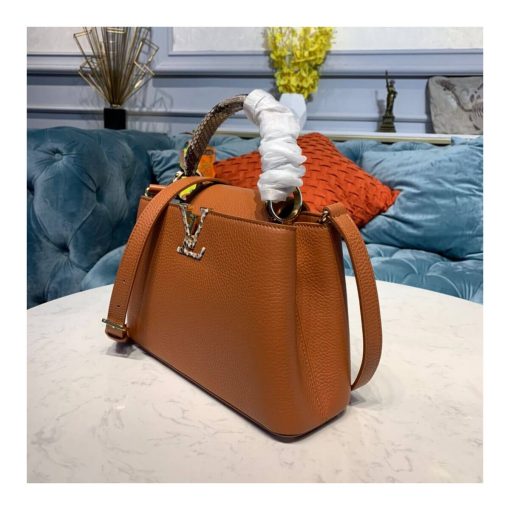 Louis Vuitton Taurillon and Python-skin Capucines BB N98387 N97980 Brown - Image 3